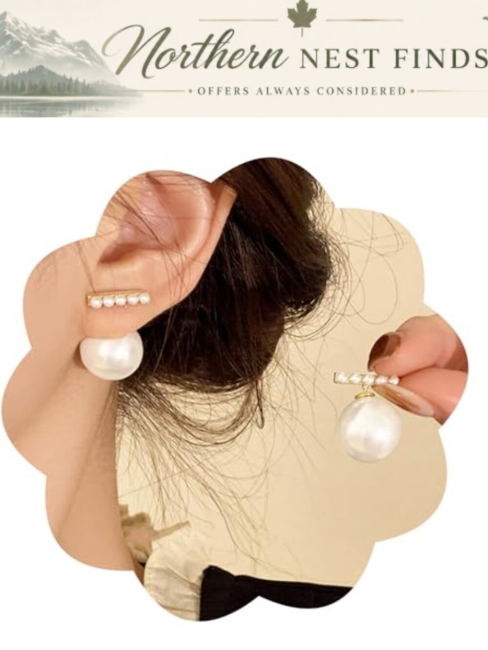 14K Gold Plated Freshwater Pearl Stud Drop Dangle Huggie Hoop Earrings